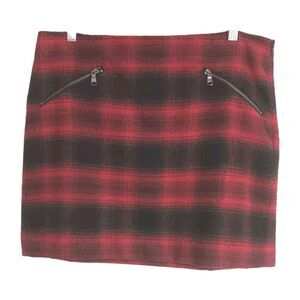 Banana Republic Wool Blend Red And Black Buffalo Check Sz 12 Mini Skirt